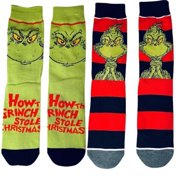 NWT Lot of 2 Grinch Socks - Size Medium (US 6-10) - Christmas / Holiday Season - Picture 2 of 10